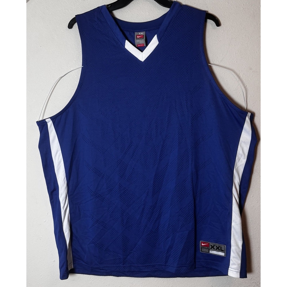 Nike Team Tank Top Mens XXL Blue Y2K Sleeveless Athletic Mesh Jersey